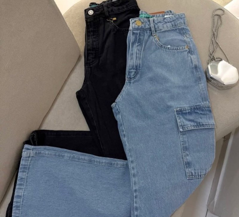 Calça Cargo Jeans Wide Leg (várias cores)