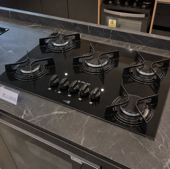 Cooktop 5 Bocas Mesa De Vidro Atlas Agile Up Bivolt