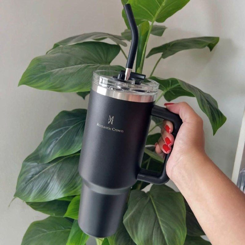 COPO TÉRMICO INOX GIGANTE 1,2L INOX COM TAMPA E CANUDO