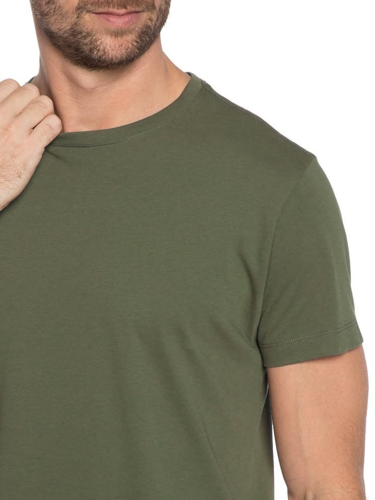 Camiseta Foxton Malha Pima Verde Oliva Liso