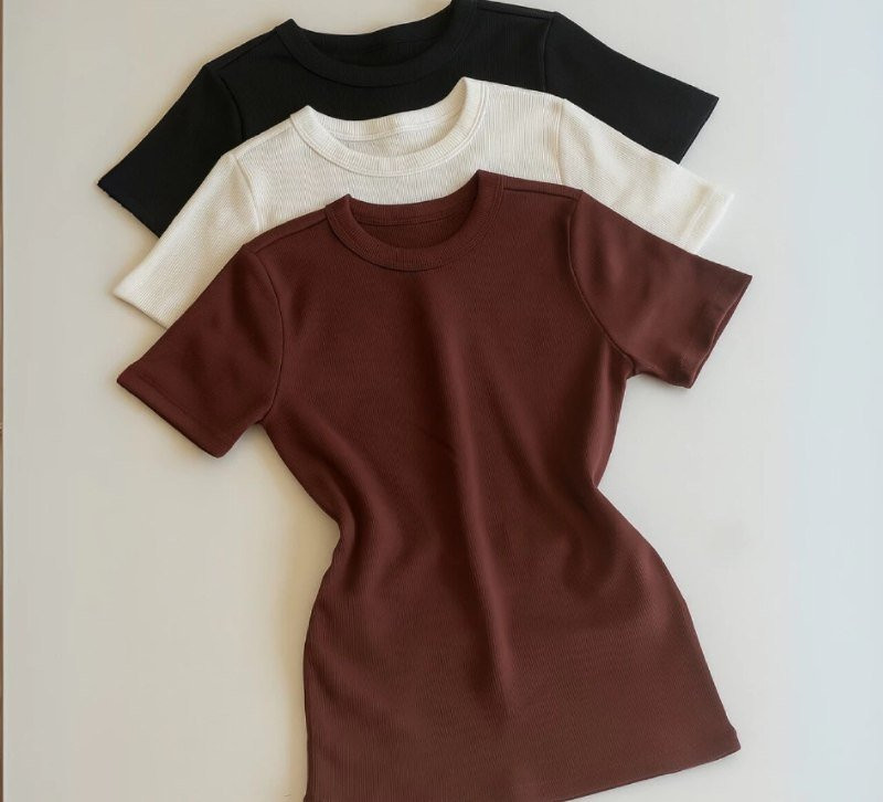 Kit 3 Blusa Manga Curta Ribana Básica Elegante
