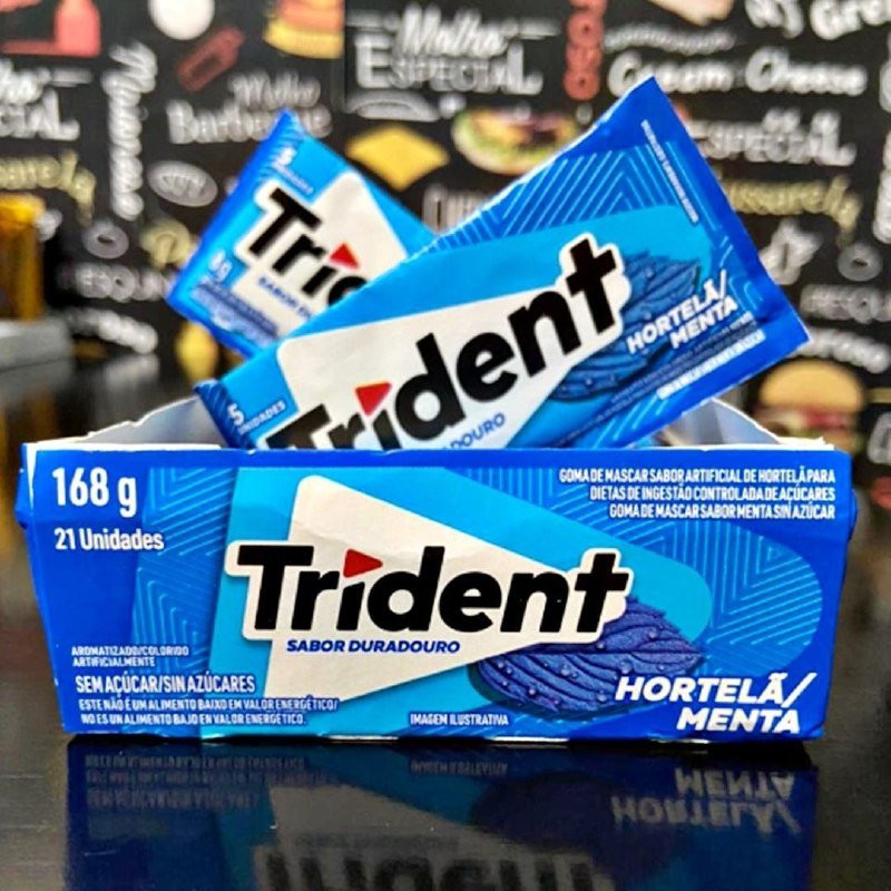 Chiclete Trident Hortelã/Menta Sem Açúcar - Caixa com 21 unidades