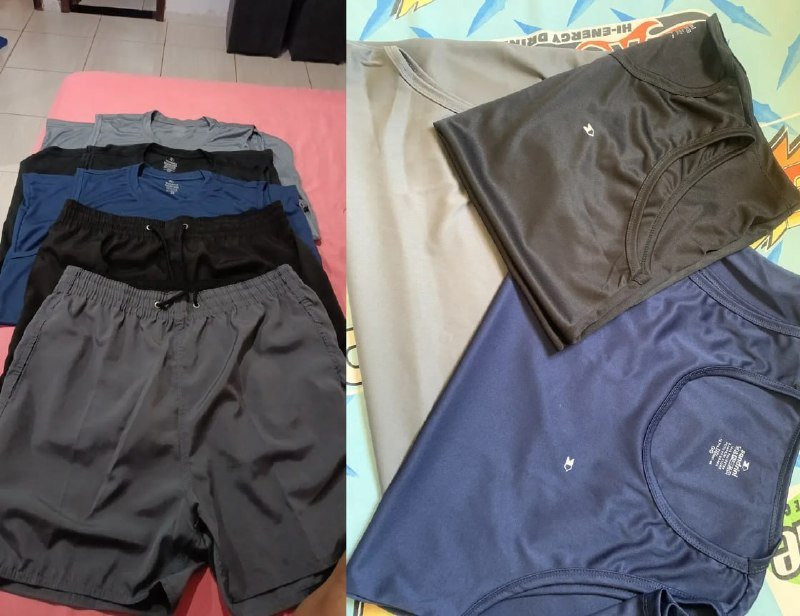 Kit 5 Peças: 3 Camisas Regata Dry-fit Sandrini + 2 Short Tactel