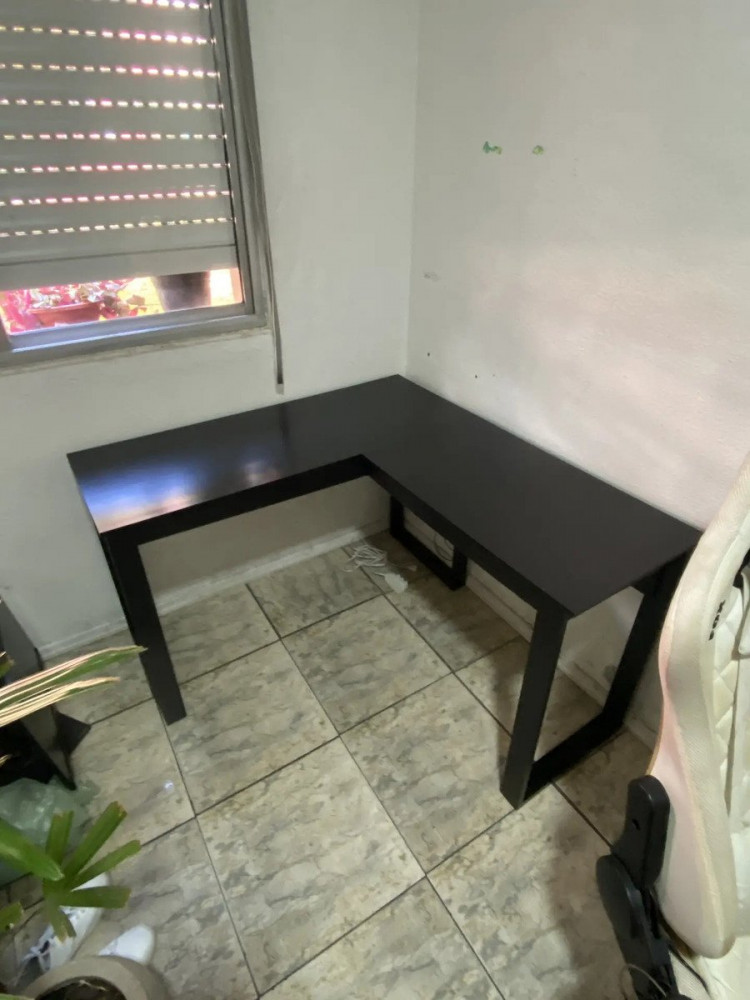 Escrivaninha L Berlim Industrial MDF Preto