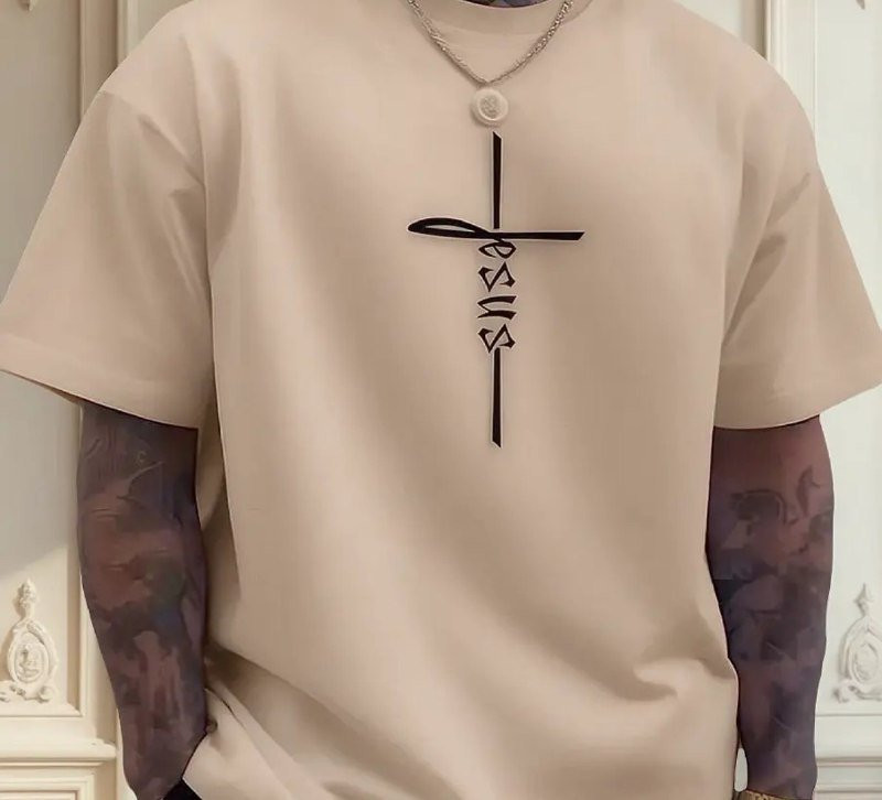 Camiseta Masculina Básica Cruz De Jesus Algodão
