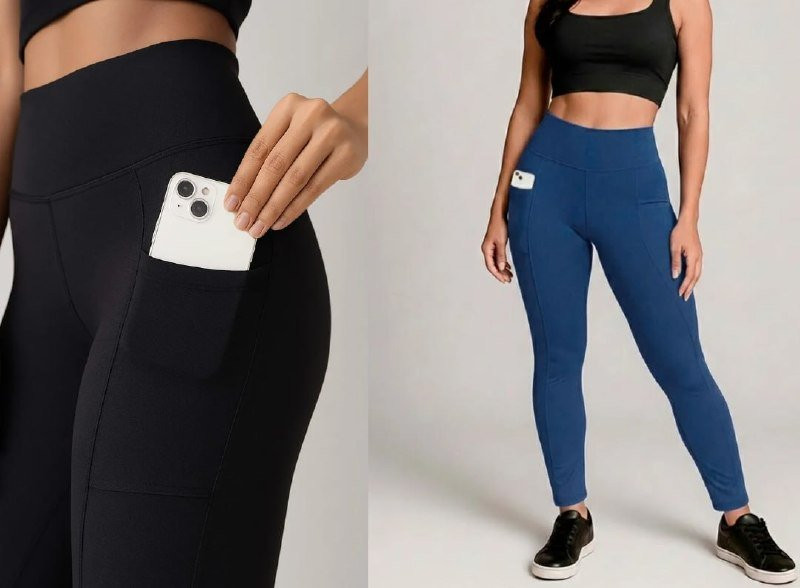 Kit 3 Calças Legging Grossa Cintura Alta Com Bolsos Laterais