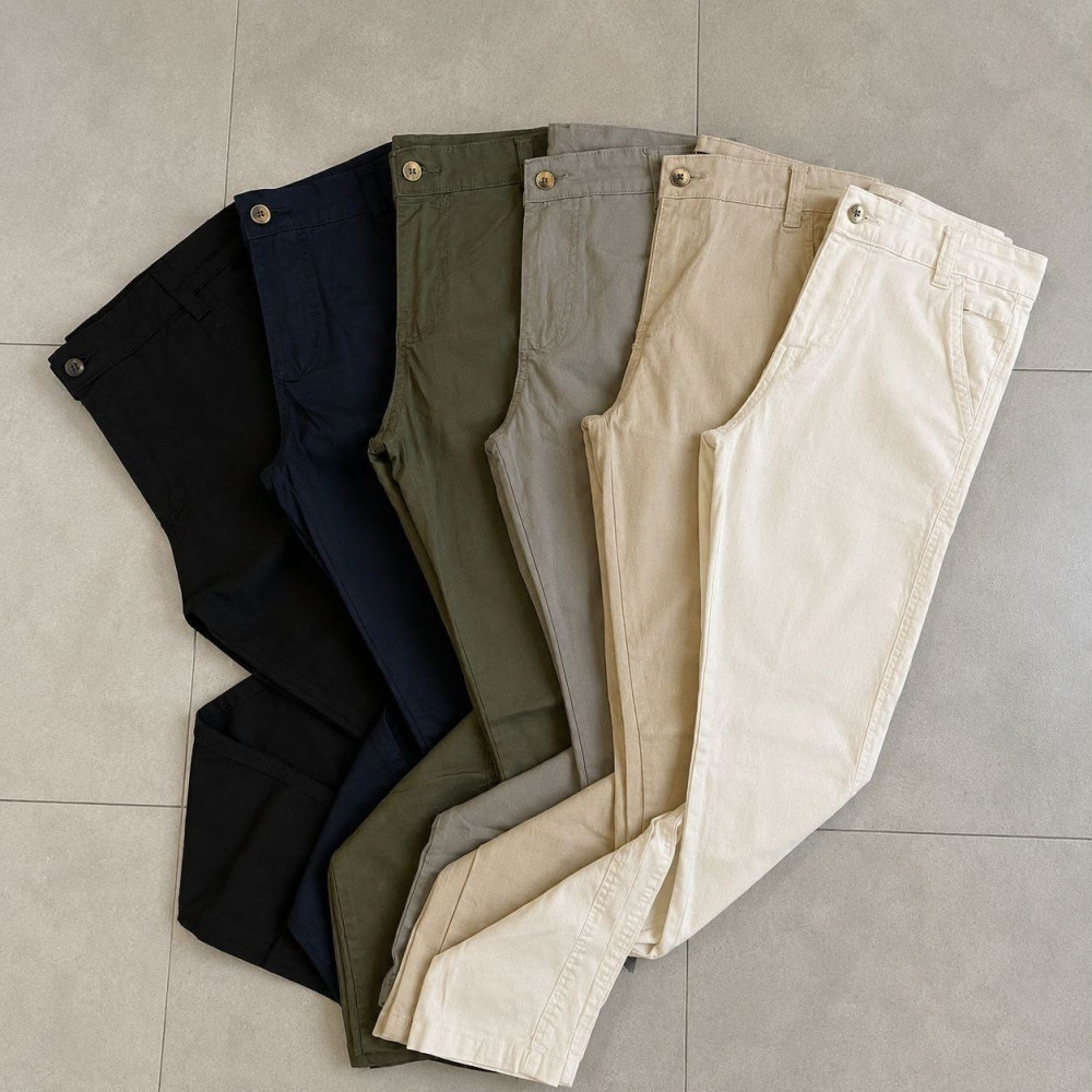 Kit 3 Calças Masculinas Sarja Slim Esporte Fino