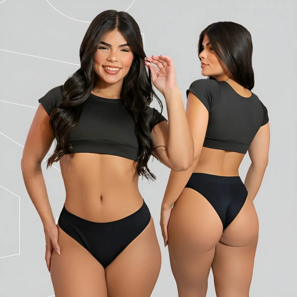 Kit 10 Calcinhas Tanga Básica Canelada