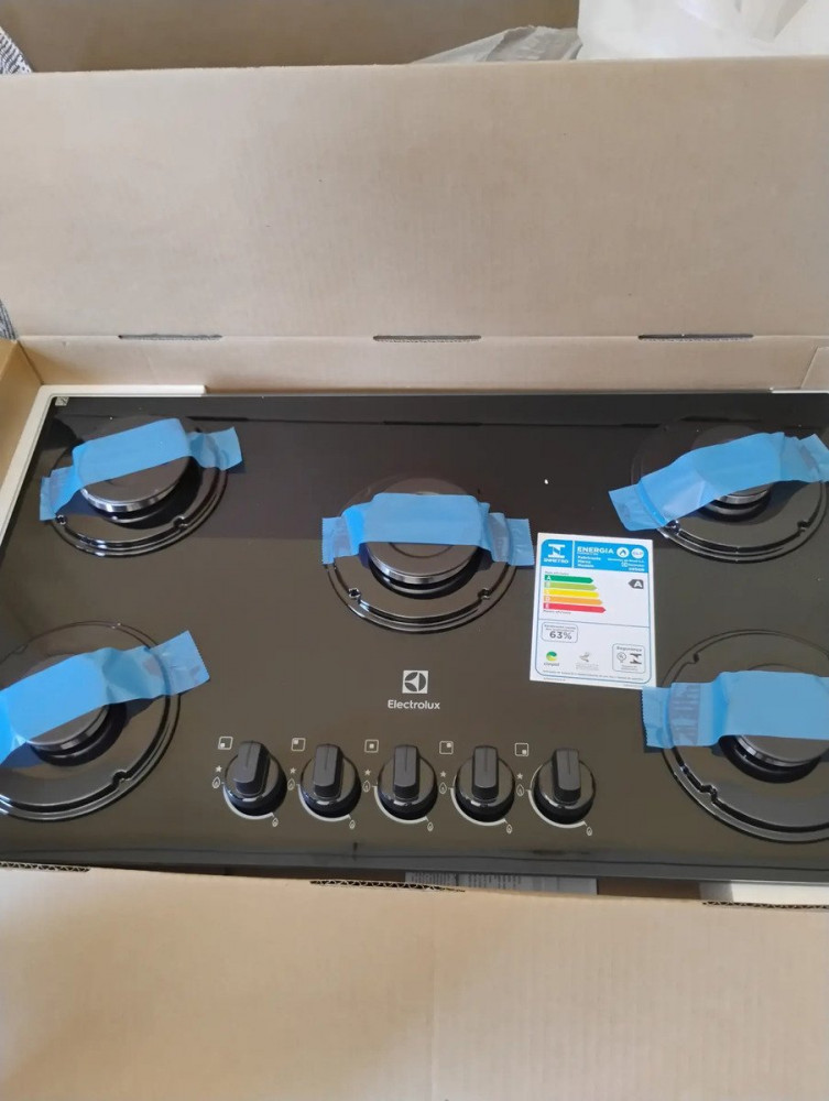 Cooktop a gás 5 bocas Electrolux vidro bivolt