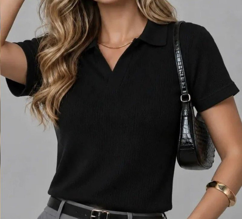 Camiseta Polo Wafle Feminina Texturizada
