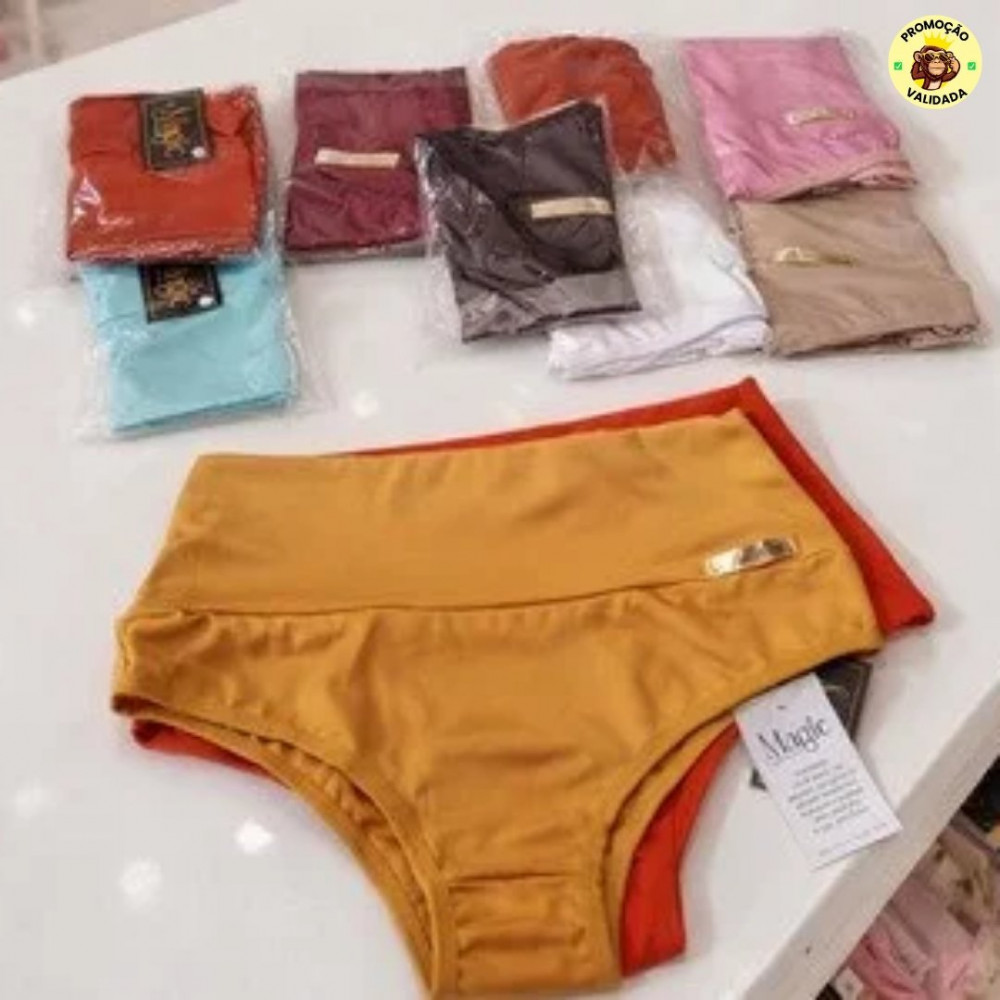 Kit Com 10 Lindas Calcinha Cós Alto