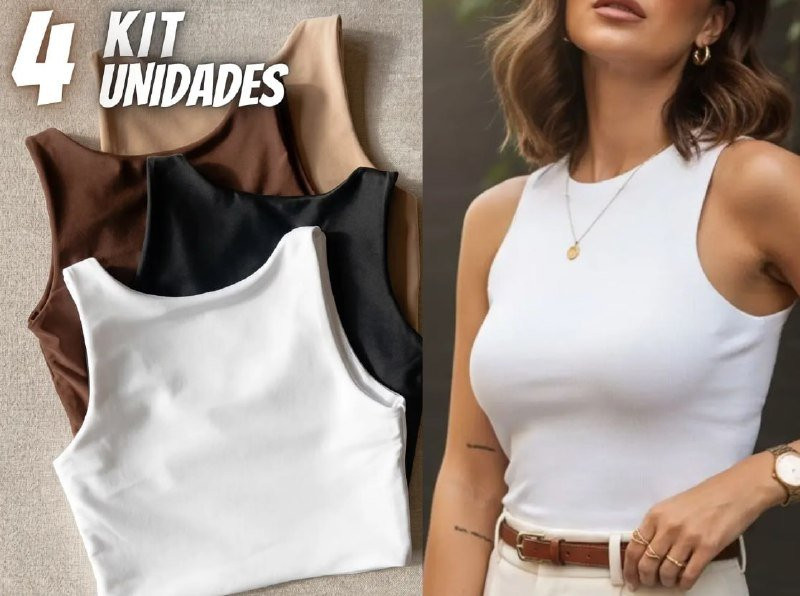 Kit 4 Regata Feminina Suplex Tshirt Básica