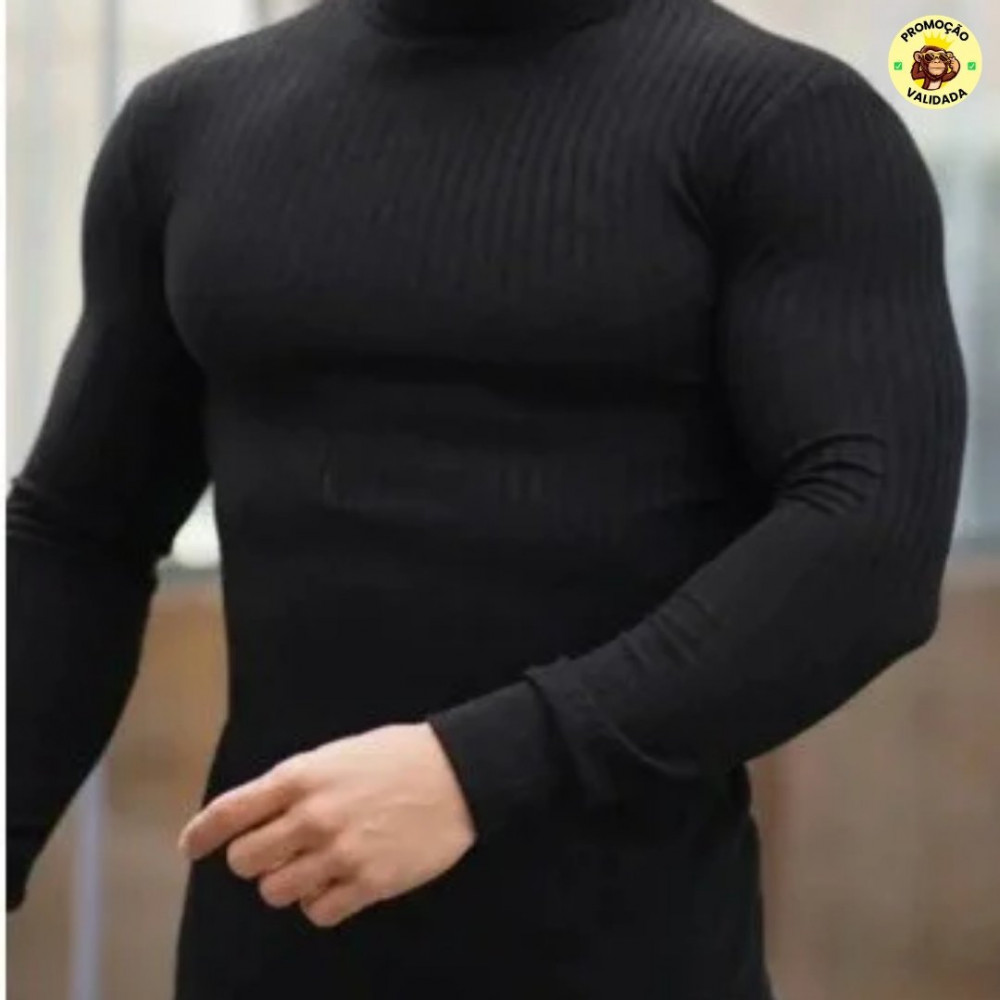 Blusa Cacharrel Masculina Ribana Canelada Manga Longa