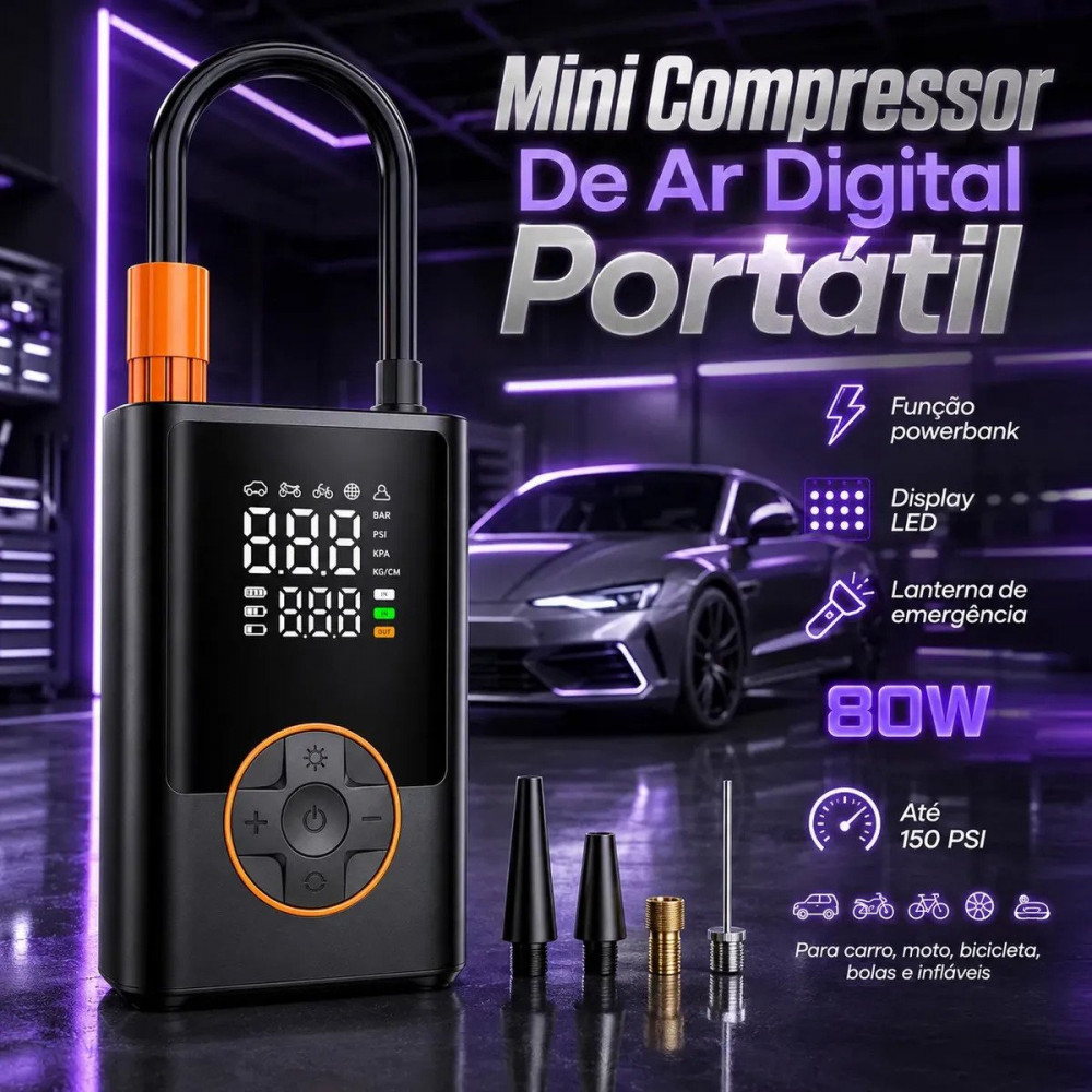 Compressor Ar Portátil Blackone 4000mAh USB-C
