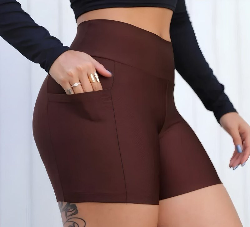 Shorts Academia Modelador Com Bolso