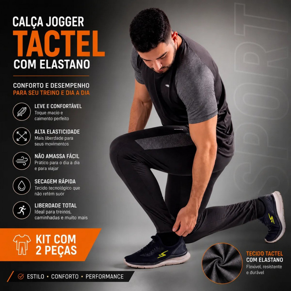 Kit 2 Calças Jogger Masculinas Tactel