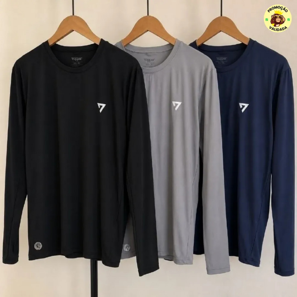 Kit com 3 Camisetas Termicas Segunda Pele Camisa UV50