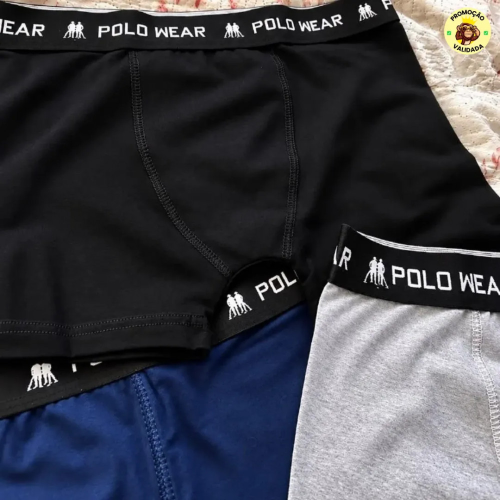 Kit com 10 Cuecas Boxer Algodao Polo Wear