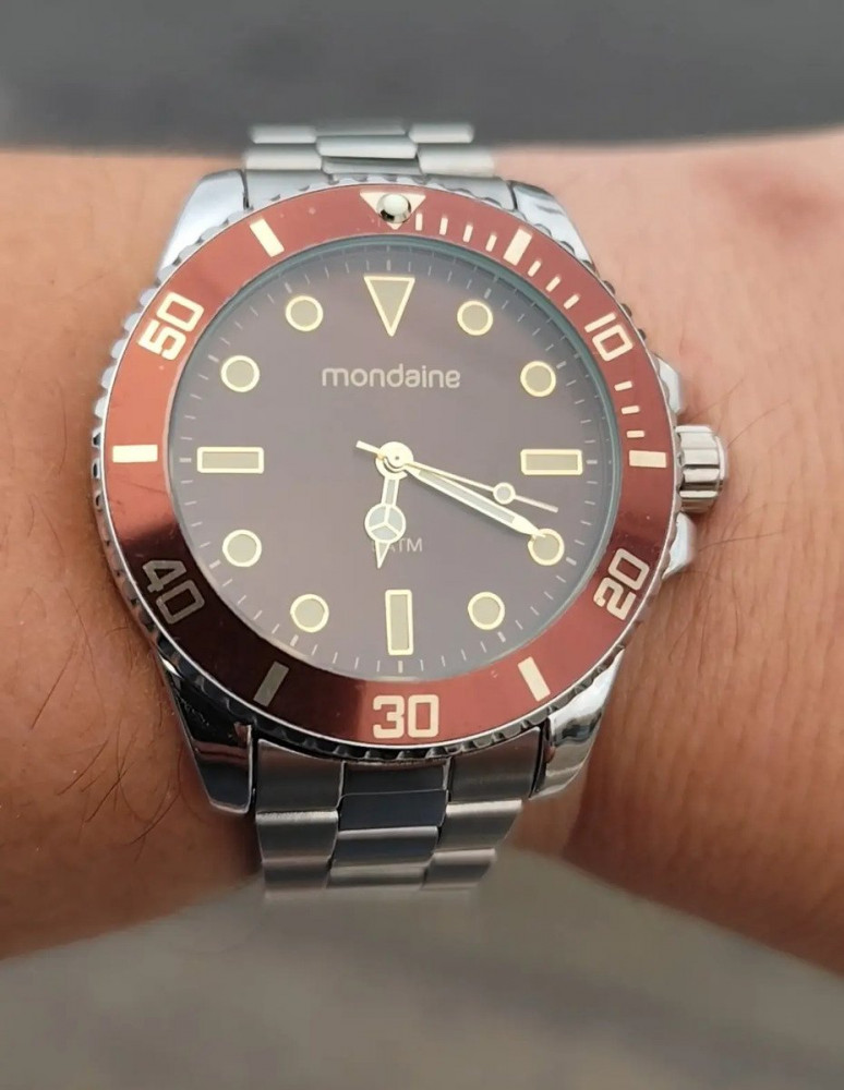 Relógio Mondiane Masculino Aço Inox Prata 50m