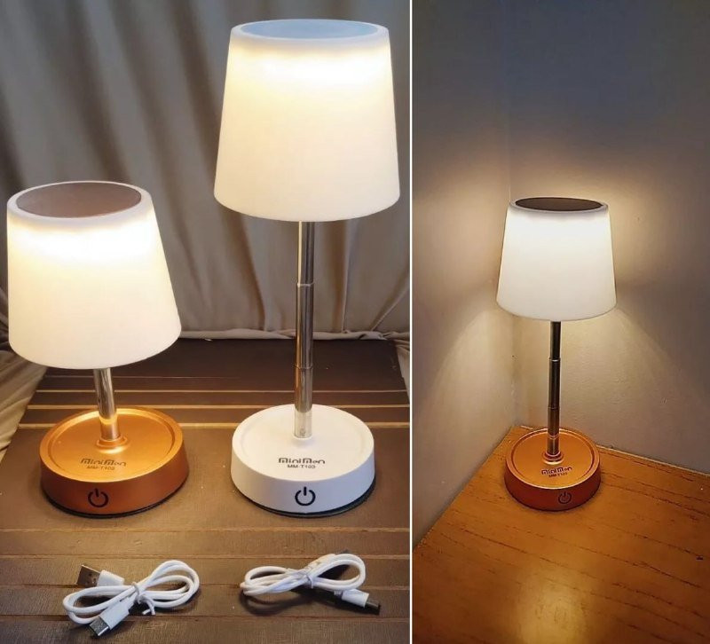 Abajur Recarregável, Touch, com Luz de Led Ajustável
